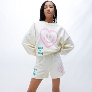 PacSun Short and Crewneck Set with Love Is Real Design